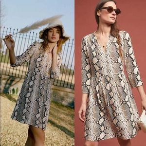 Anthropologie Snake Print Mini Dress
